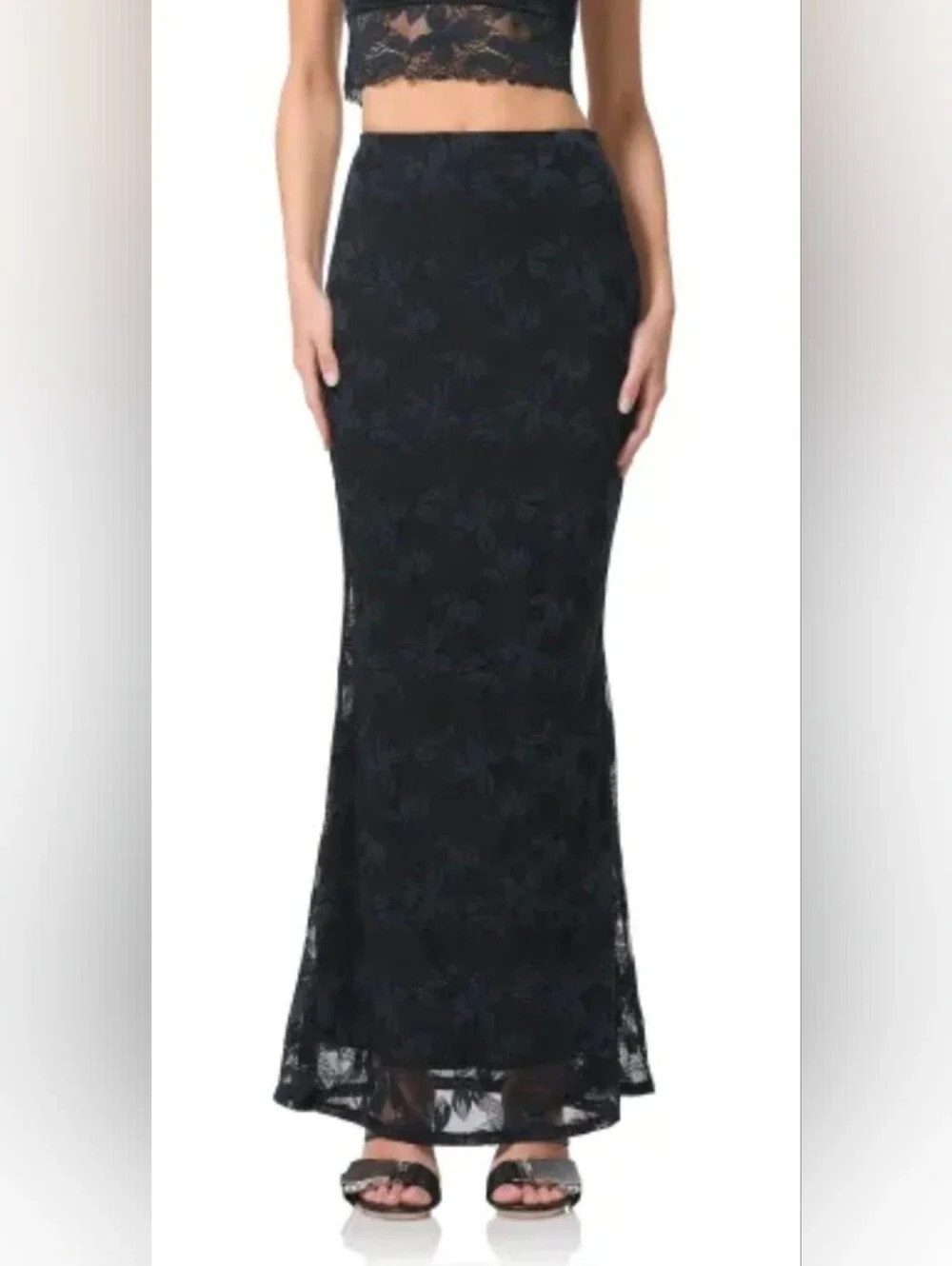 AFRM Tegan Black Lace Maxi Skirt